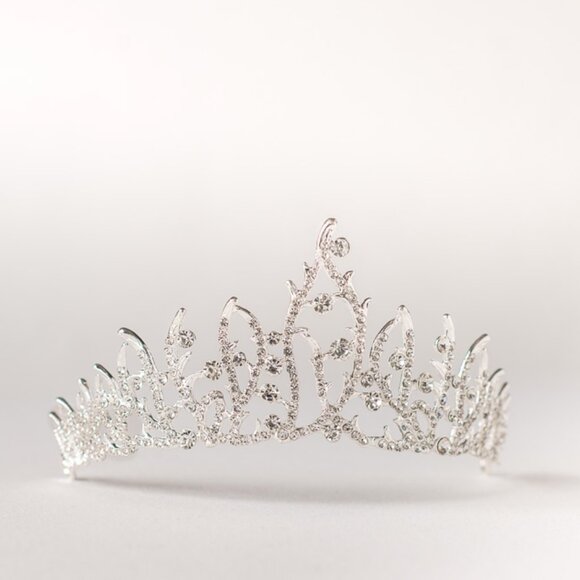 Silver Crystal Half Circle Tiara - Picture 2 of 4